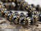 *25* 6x9mm Gold Washed Matte Jet Black Cruller Rondelle Beads